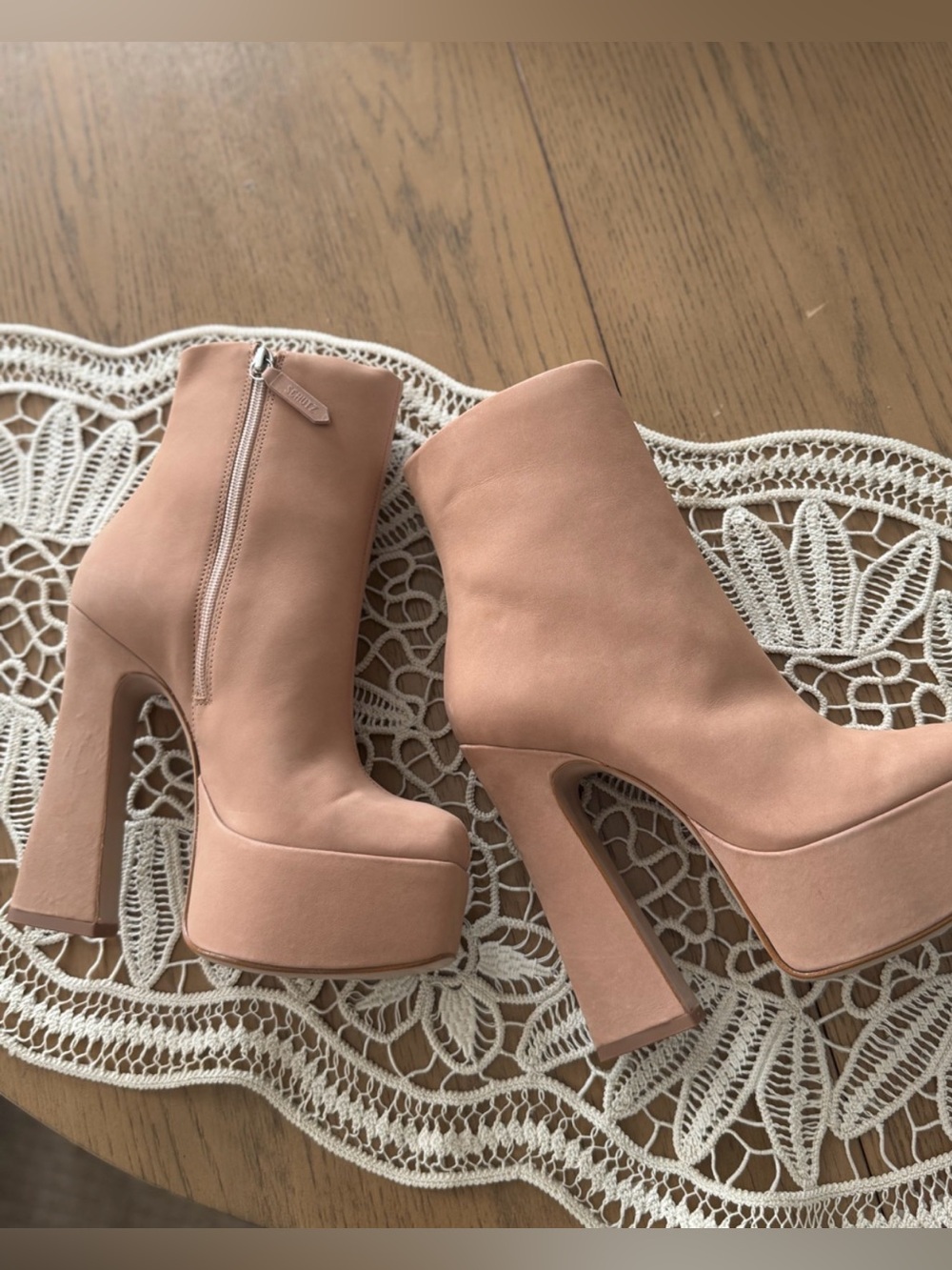 SCHUTZ - DOLORES PLATFORM NUBUCK BOOTIE - Size 8B